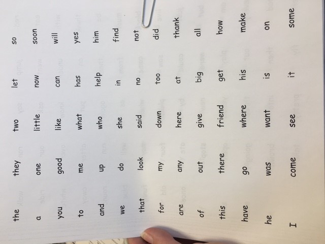 Sight Word List page 1